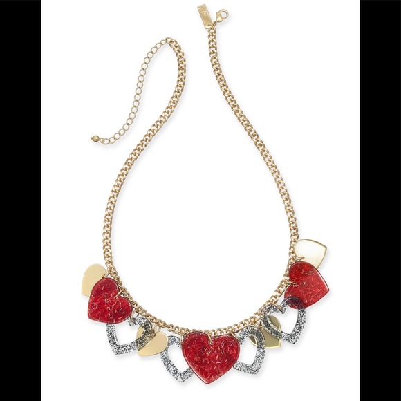 INC Gold-Tone Heart Dangle Statement Necklace NWT - Picture 1 of 7